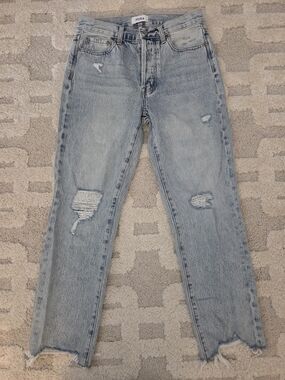 Pistola Light Wash Ripped Straight-Leg Jeans. Size 26. Inseam 25in